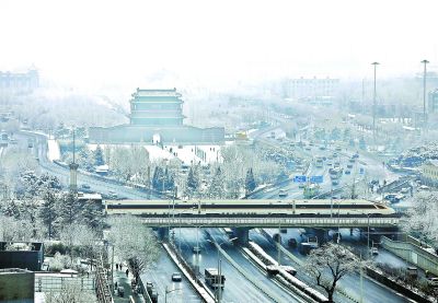 京城新年首場雪下得很“豪氣”