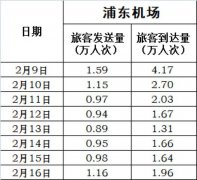 伊朗空运-浦东机场客流连续4天回升 16日进港旅客1.96万人次（附图）